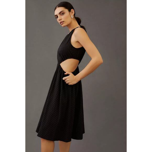 New Anthropologie Maeve Textured A-Line Mini Dress $170 SMALL Black - Picture 3 of 4